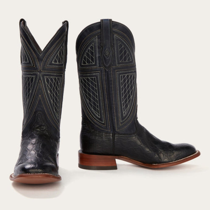 Stetson Men's Black Falls Alligator Square Toe Cowboy Boots 12-020-1852-0416 BL